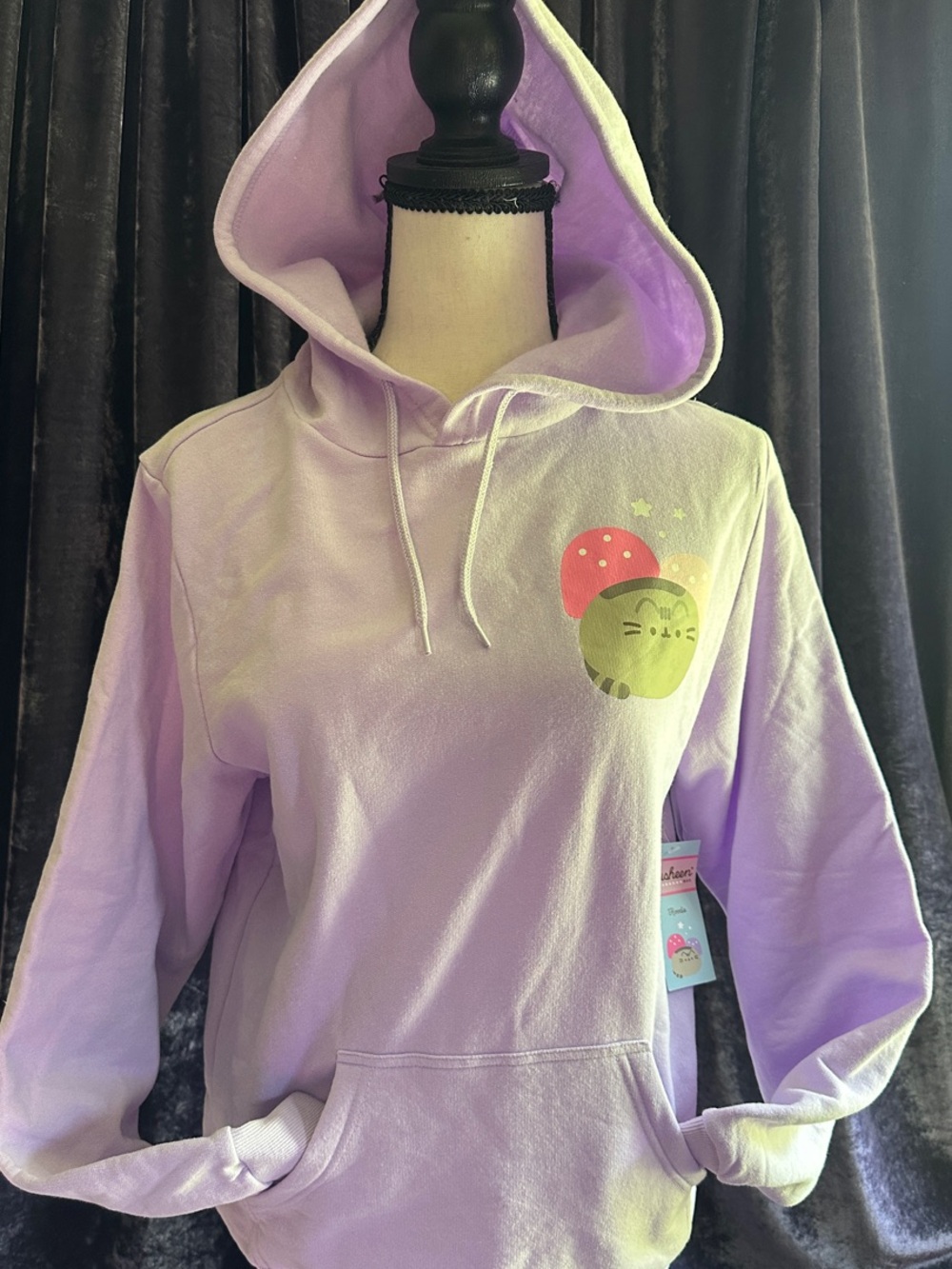NWT Pusheen Mushroom Lilac Graphic Hoodie Sz Small RARE
